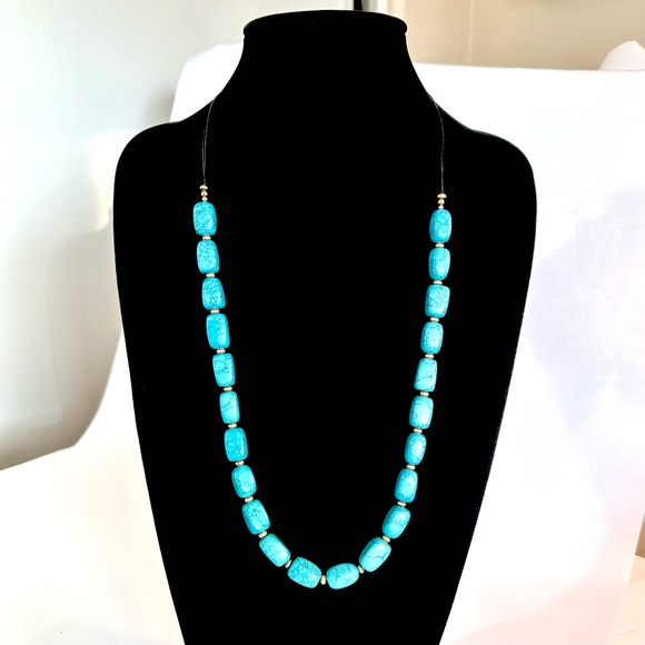 Chico's Jewelry - CHICO’s Turquoise Long Beaded Cord Necklace NEW